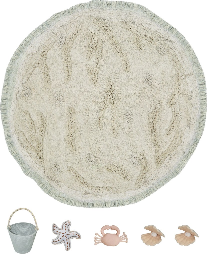 Lorena Canals, Detský kusový koberec Play Island kruh, 120x120, béžová, detská izba