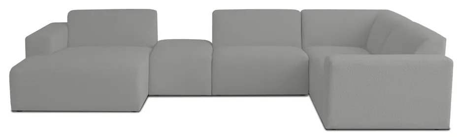 Sivá rohová pohovka z textílie buklé (do "U") Roxy – Scandic