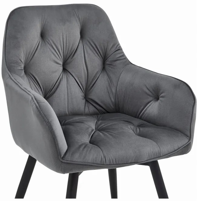 Jedálenská otočná stolička JORK360 zamatová, tmavosivá (čierne nohy)