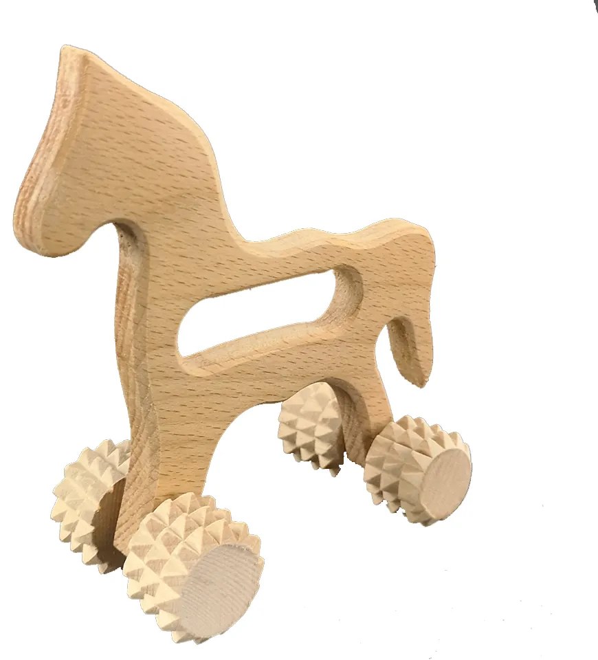 AMADEA Drevená masážna pomôcka koník, masívne drevo, 15 cm