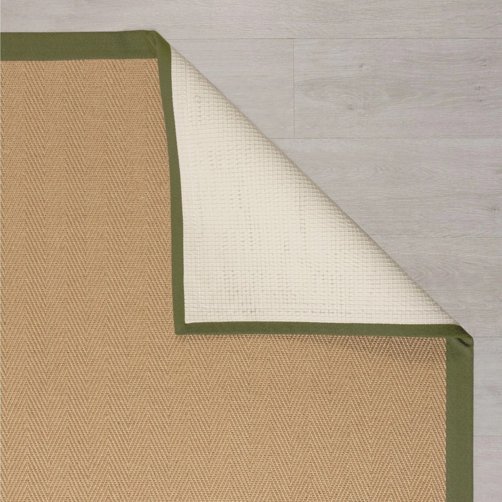 Flair Rugs, Kusový koberec Herringbone Border Kira Green, 160x230, béžová, chodba / predsieň