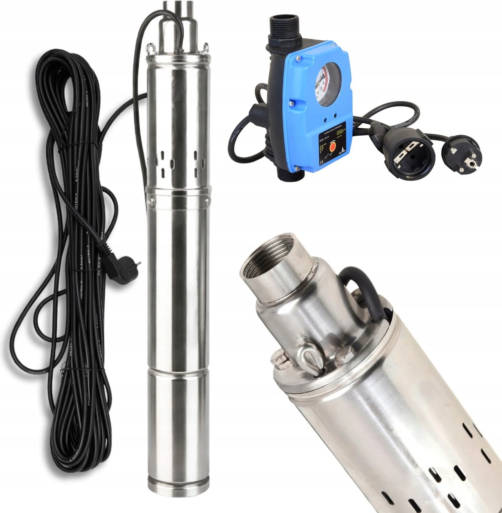 Ponorná Pumpa 3" Deep 1800 L/h 250 W Do Vodnej Studne Automat CSK59 Sada
