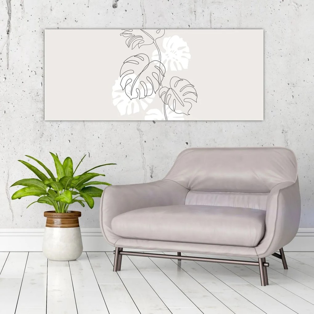 Obraz - Line art monstera N⁰3 (120x50 cm)