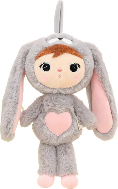 Mojkáčik - Bábika králik šedo ružová mini 30 cm