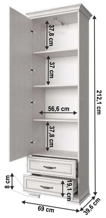 Tempo Kondela Skriňa 1D2S, woodline krem, TIFFY 06