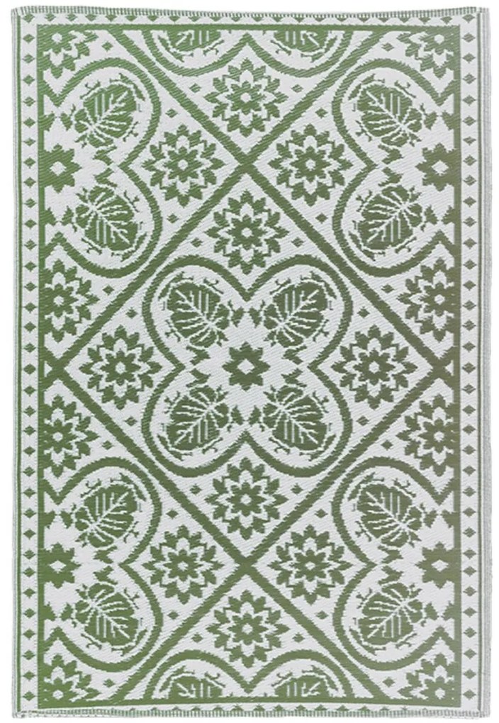 Esschert Design Koberec Hayley, 122x180 cm, biela/zelená