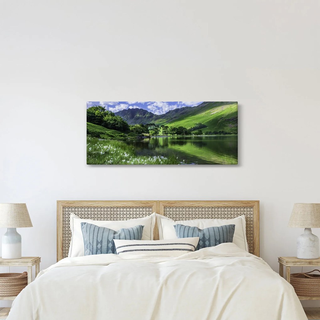 Obraz - Krajina s jazerom (120x50 cm)
