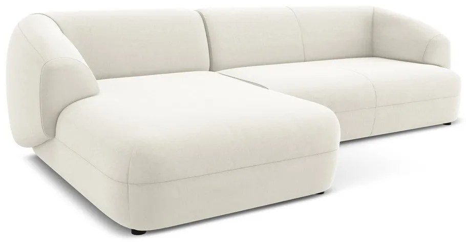 Biela zamatová rohová pohovka (ľavý roh) Moana – Makamii