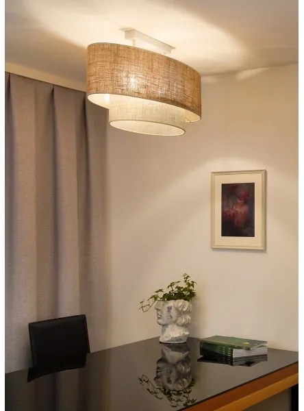 Duolla - Prisadený luster DOUBLE OVAL YUTE 2xE27/15W/230V hnedá/krémová