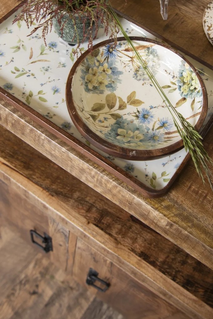 Hnedý drevený dekoratívny tácku s maľbou Elis - 30*20*2 cm