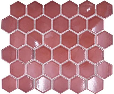 Keramická mozaika HX540 šesťuholník uni bordó červená lesklá