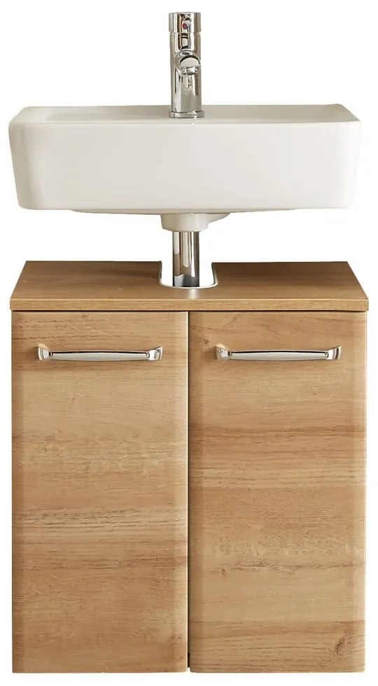 Závesná skrinka bez umývadla v dekore duba v prírodnej farbe 53x60 cm Quickset 318 – Pelipal