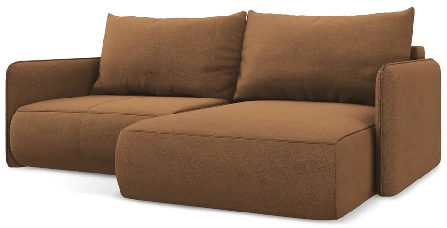 Oranžová rozkladacia/s úložným priestorom rohová pohovka (pravý roh) Nanea – Makamii