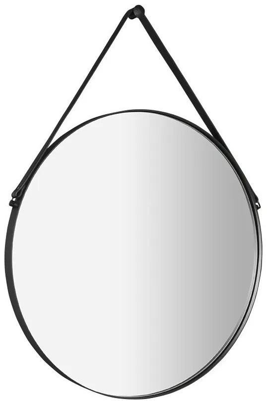 Sapho Sapho, ORBITER zrkadlo guľaté s koženým popruhom, ø 70cm, čierna matná, ORT070