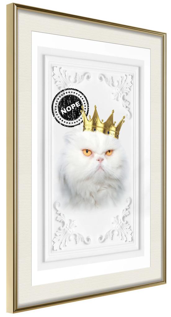 Artgeist Plagát - The King Cat [Poster] Veľkosť: 40x60, Verzia: Zlatý rám s passe-partout