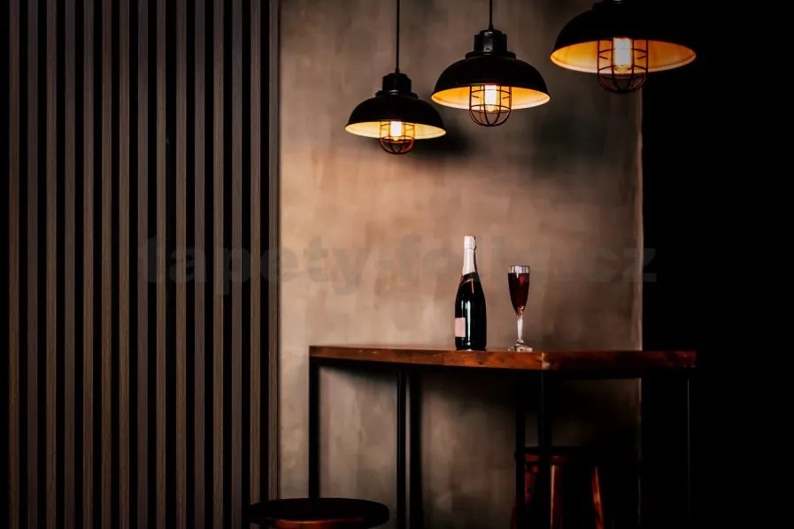 Akustické dekoračné panely dub tmavý 3D lamely na filcovom podklade 270 x 40 cm