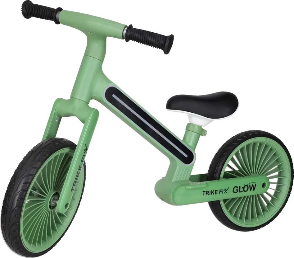 KIK Detský krosový bežecký bicykel Trike Fix Glow LED RGB zelený s EVA kolesami 12"