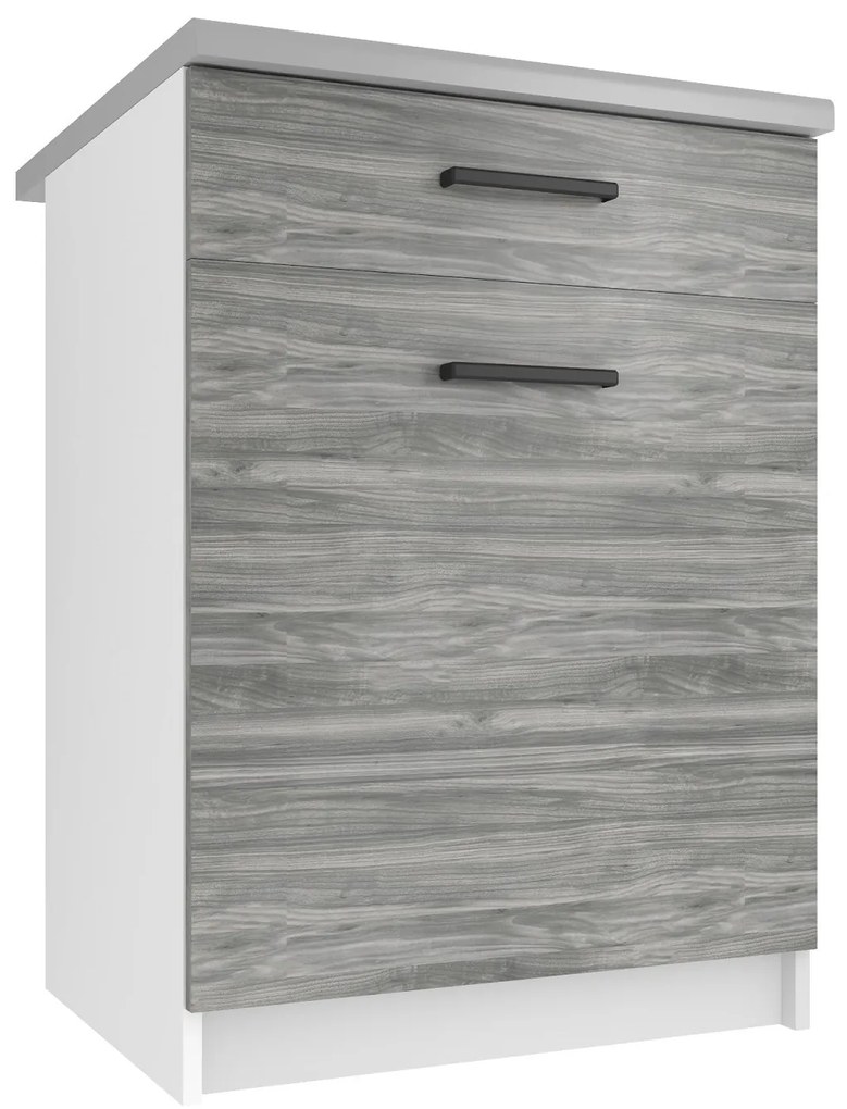 Kuchynská skrinka Belini spodná so zásuvkami 60 cm šedý antracit Glamour Wood s pracovnou doskou  TOR SDSZ1-60/0/WT/GW/0/B1