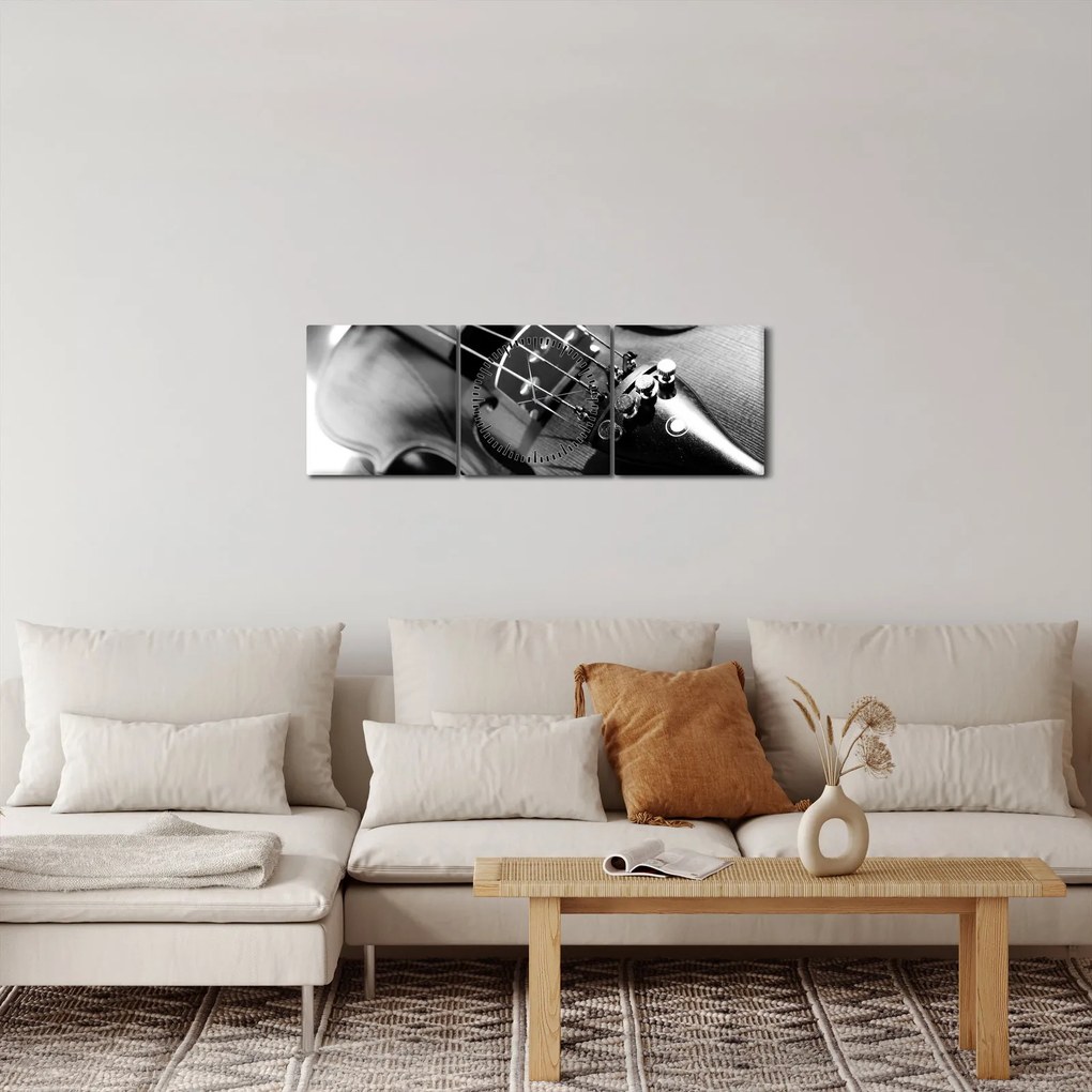 Obraz - Husle (s hodinami) (90x30 cm)