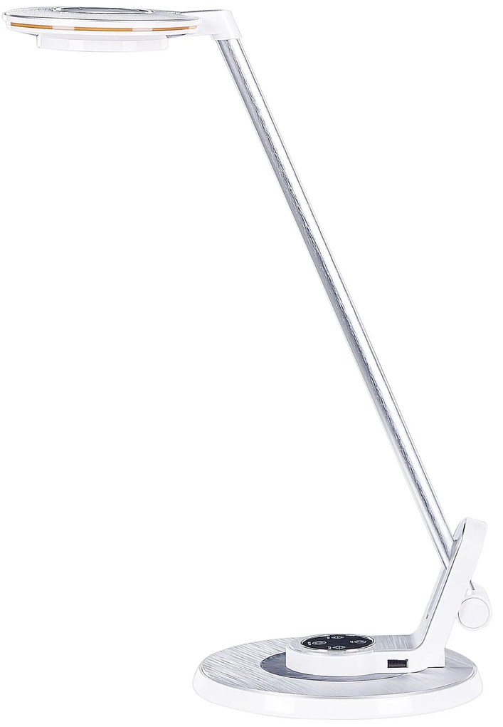 Kovová stolná LED lampa biela/strieborná CORVUS Beliani
