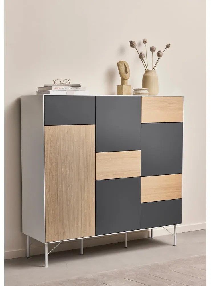 Vysoká komoda v dekore duba v antracitovo-prírodnej farbe 136x133 cm Edge by Hammel – Hammel Furniture