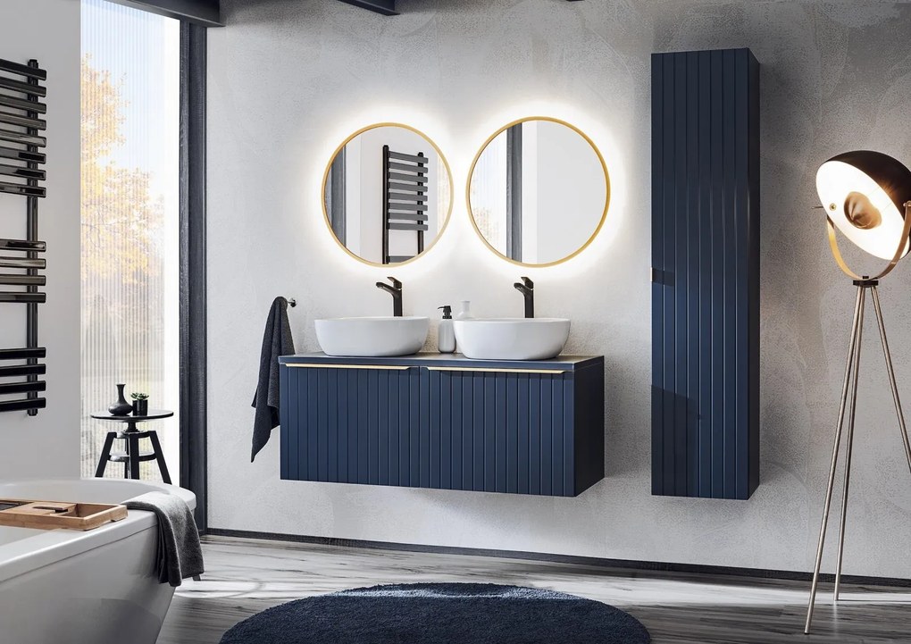 Závěsná skříňka pod umyvadlo Santa Fe s deskou 120 cm tmavě modrá