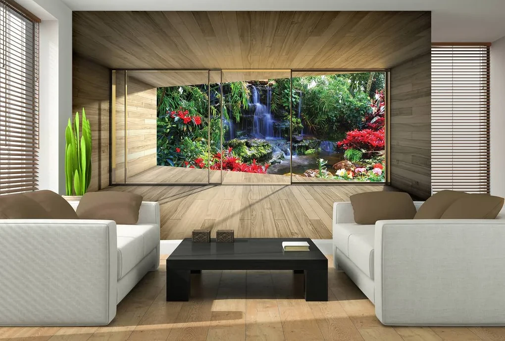 Fototapeta - Farebný pohľad na terasu - džungľa (152,5x104 cm)