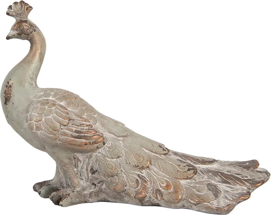 Šedá antik dekoratívna soška páv Clayre & Eef – 39*20*29 cm