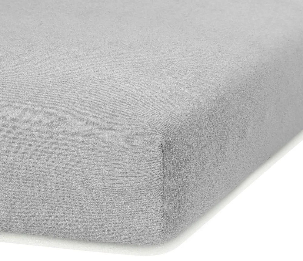 Svetlosivá napínacia froté plachta 140x200 cm Ruby – Restilo