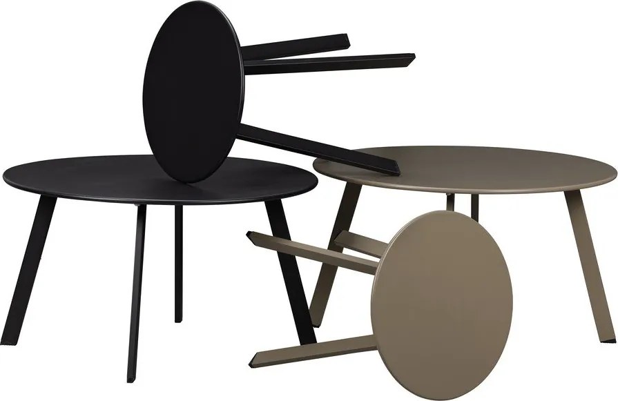 Čierny záhradný odkladací stolík WOOOD Fer, ø 70 cm