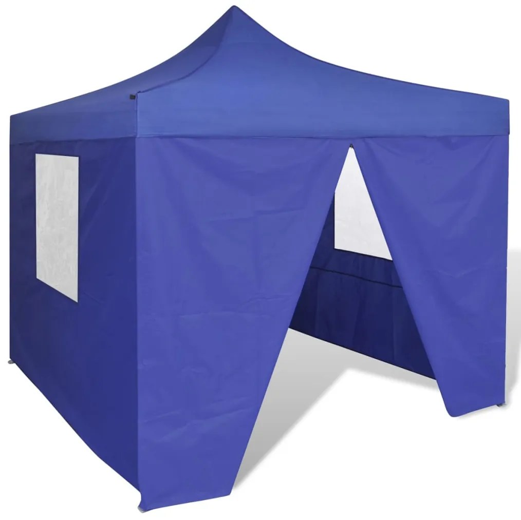 vidaXL Modrý skladací párty stan so 4 stenami 3 x 3 m
