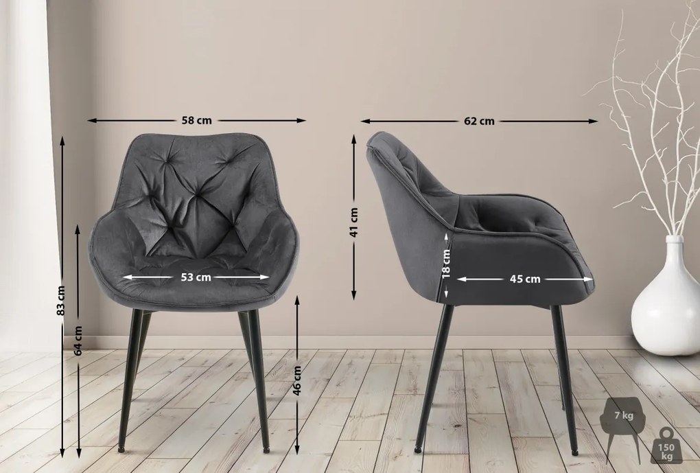 Stolička Tanna - zamat - Tmavo sivá