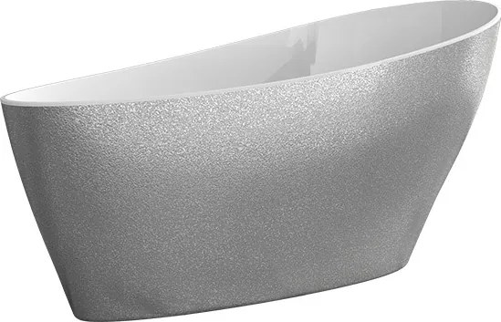 Besco Voľne stojaca vaňa z liateho mramoru Keya Glam 165x70 BESCO-Rozmery: 163,5x70,5, BESCO-Farba: Biela/strieborná