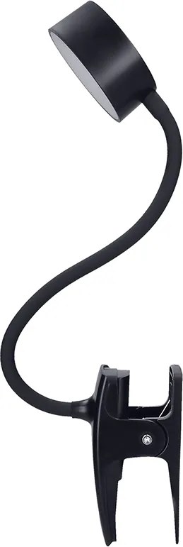 Solight LED stolná nabíjacia lampička, 2W, 210lm, 3CCT, čierna, clip