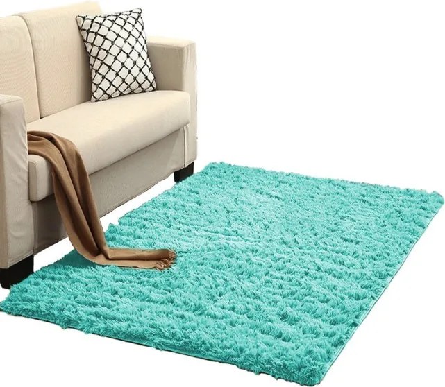 Protišmykový koberec SHAGGY svetlomodrý