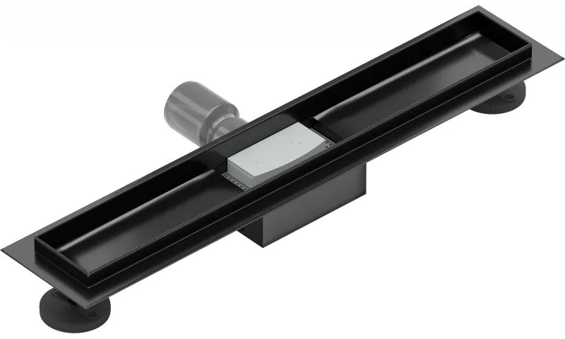 Mexen Flat nerezový sprchový žľab 60 cm - telo žľabu bez krytu, čierna, 1715060