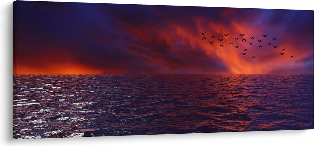Obraz mora s vtákmi (120x50 cm)
