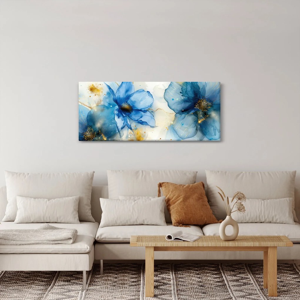 Obraz - Kvetinová, atramentová maľba (120x50 cm)