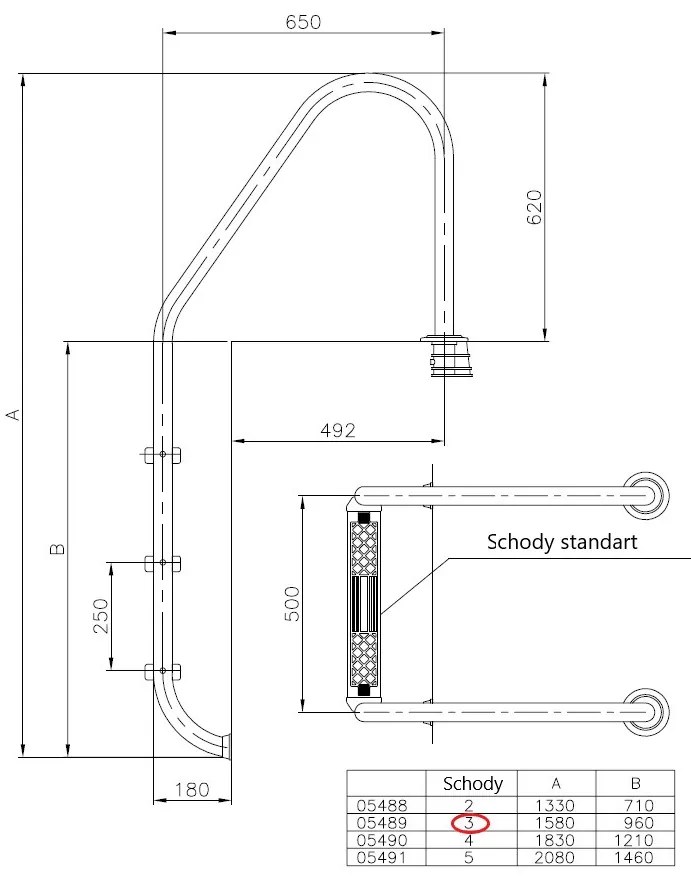 Schodíky do bazéna Planet Pool (WIDE) pre zapustené bazény s hĺbkou 120 cm