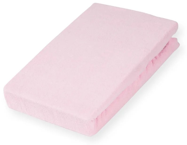 Detské froté napínacie prestieradlo do postieľky FR-032 Púdrovo ružová 60 x 120 x 10 cm - do postieľky