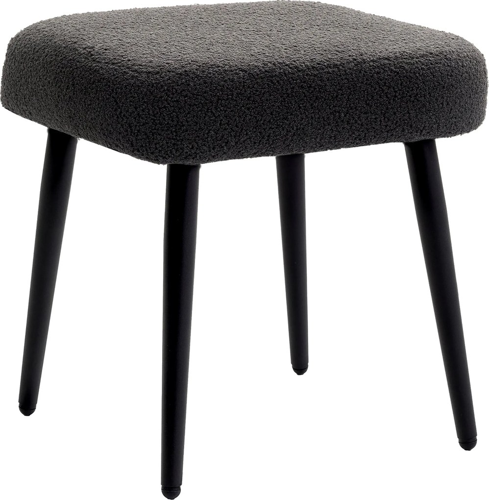 HOMCOM Nôžka pre nohy Štvorcová Stolička s Úpravou Cashmere, Oceľové Nožičky, do Obývačky, Spálne, Tmavo šedá, 42 x 42 x 47 cm | Aosom