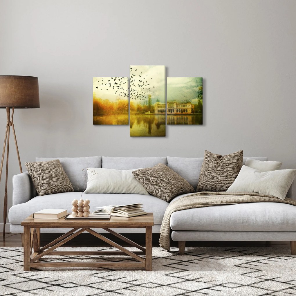 Obraz maľované krajiny so sídlom (90x60 cm)