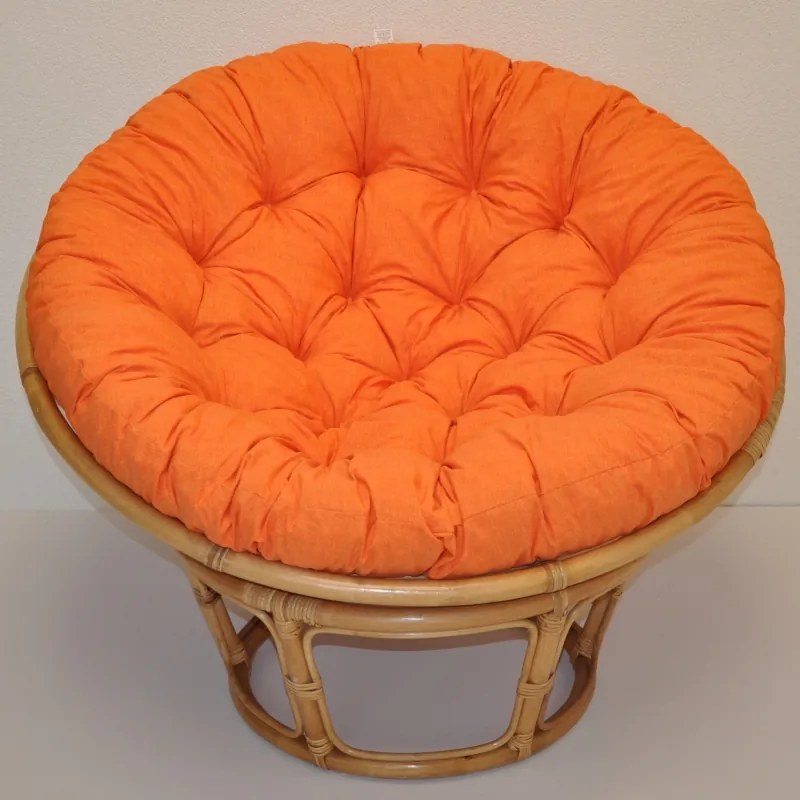 Relaxačný papasan DEMETRIA — ⌀100 cm, ratan, látka, medová / viac farieb Biela