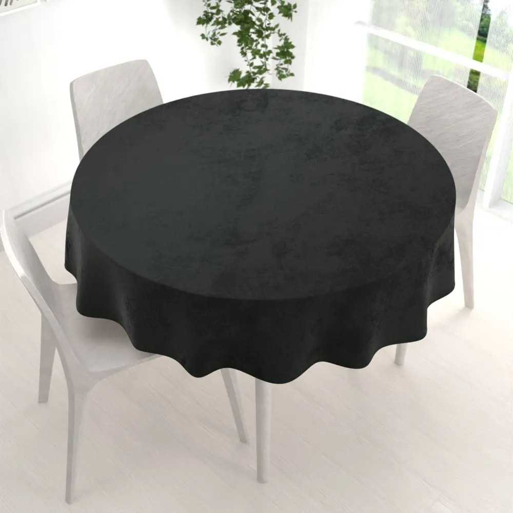 Biante Veľký zamatový okrúhly obrus Velvet Premium SVP-014 Čiernozelený Ø 170 cm
