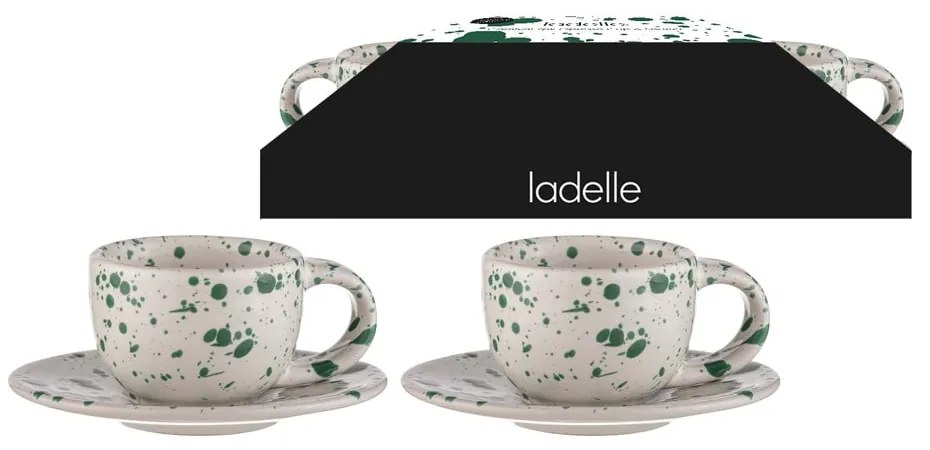 Bielo-zelené šálky na espresso z kameniny v súprave 2 ks 100 ml Carnival – Ladelle