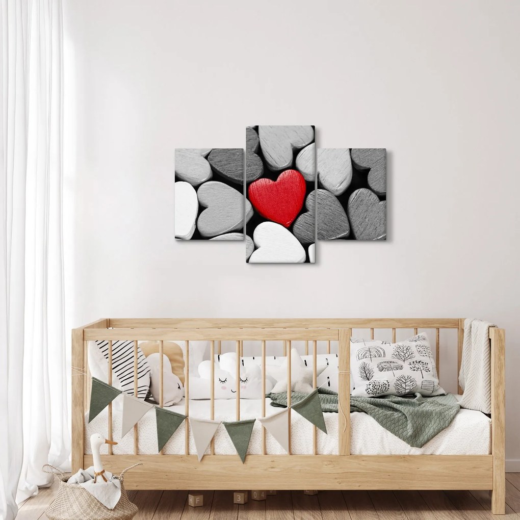 Obraz drevených srdiečok (90x60 cm)