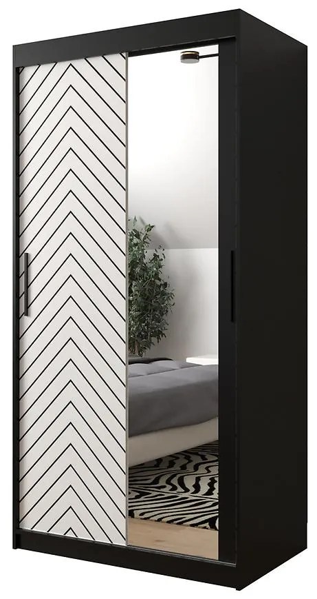 Skriňa Jodełka 2 100 čierna/biely/čierna