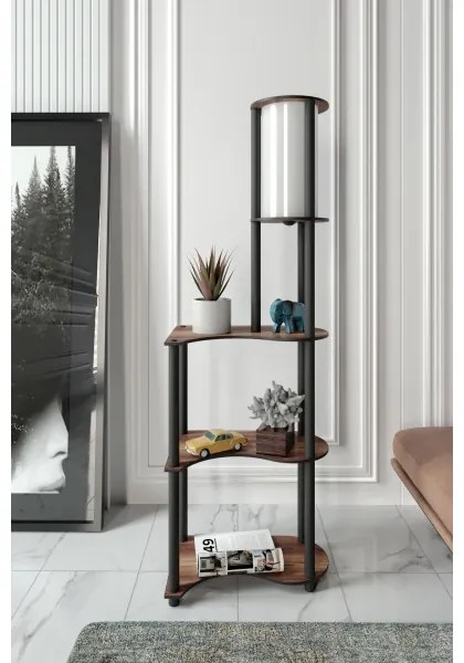 Stojacia lampa s poličkami 1xE27/40W/230V 140 cm čierna/hnedá