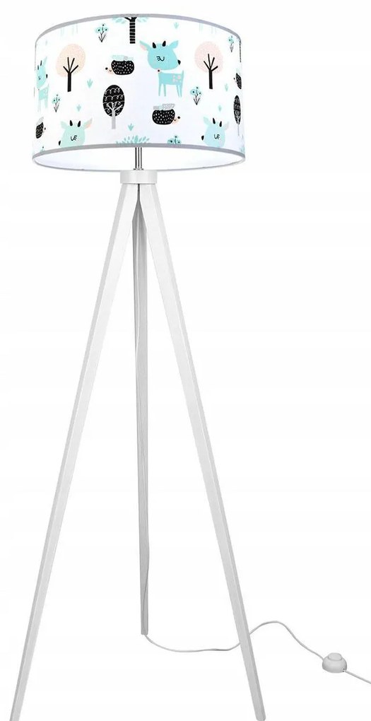 Detská stojacia lampa Bambi, 1x textilné tienidlo so vzorom, (výber z 2 farieb konštrukcie)