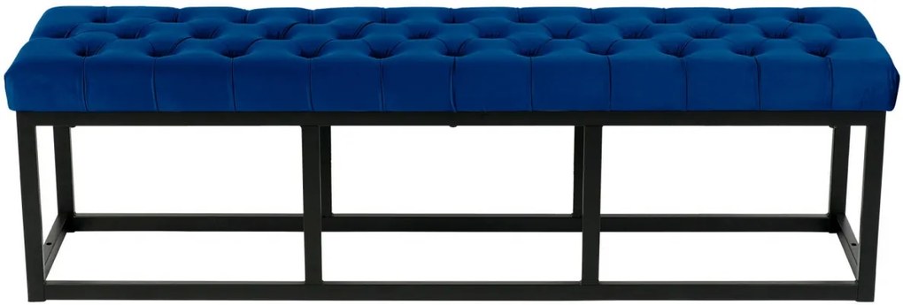 Lavica Polson - zamat, čierny rám 150 cm - Modrá